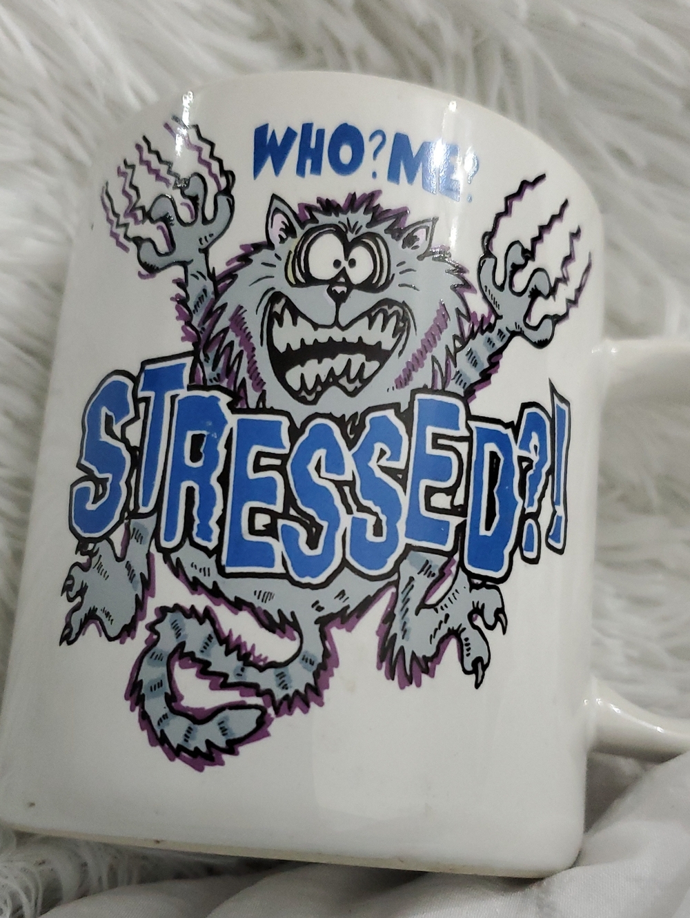 VINTAGE 1998  Canadian White Graphic Mug with Blue & Purple Design
